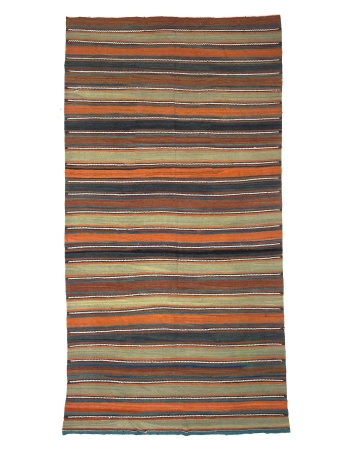 Large Vintage Striped Turkish Kilim Rug