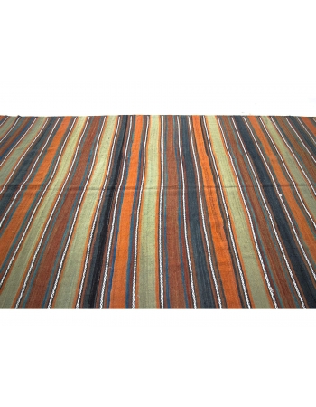 Large Vintage Striped Turkish Kilim Rug