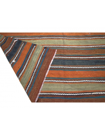Large Vintage Striped Turkish Kilim Rug