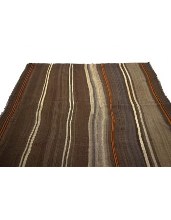 Natural Brown Vintage Kars Kilim Rug