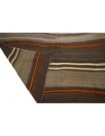 Natural Brown Vintage Kars Kilim Rug