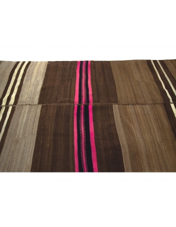 Brown & Pink Striped Vintage Kilim Rug