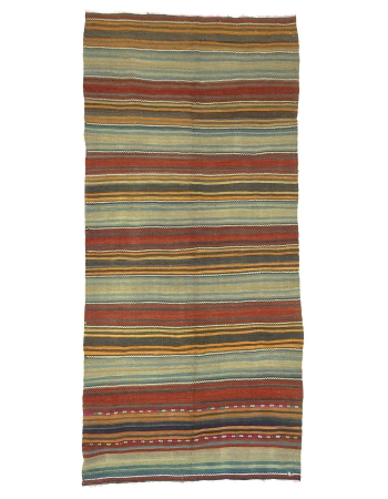 Vintage Striped Turkish Kilim Rug