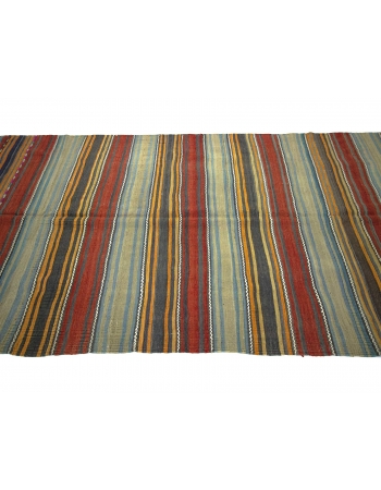 Vintage Striped Turkish Kilim Rug