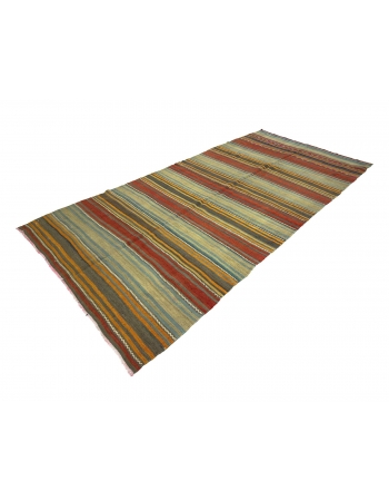 Vintage Striped Turkish Kilim Rug