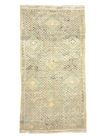 Washed Out Embroidered Cotton Kilim Rug