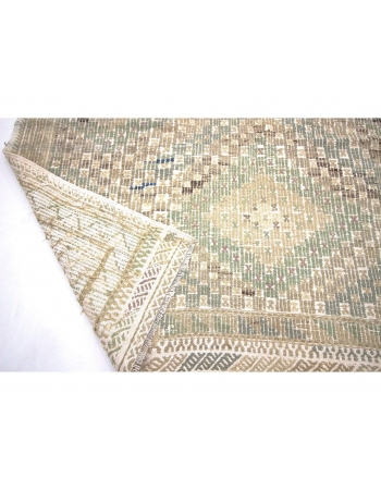 Washed Out Embroidered Cotton Kilim Rug