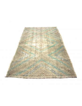 Embroidered Washed Out Vintage Cotton Kilim