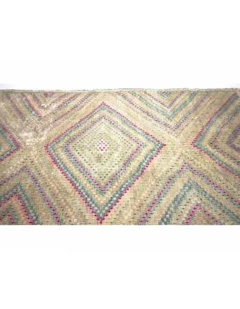Washed Out Embroidered Cotton Kilim Rug