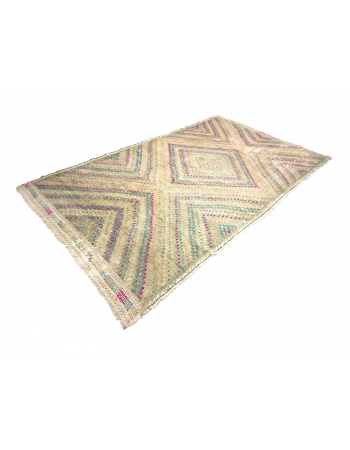 Washed Out Embroidered Cotton Kilim Rug