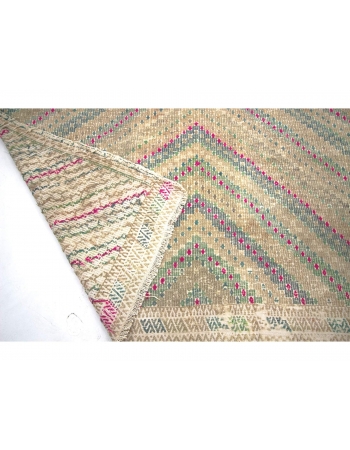 Washed Out Embroidered Cotton Kilim Rug
