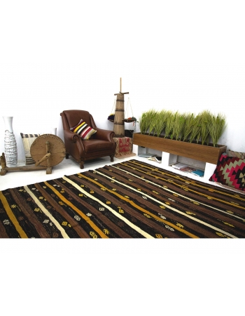 Striped Vintage Goat Hair Kilim Rug