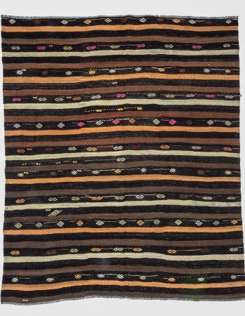 Striped Vintage Turkish Kilim Area Rug