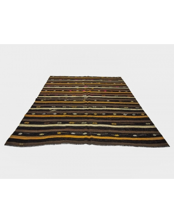 Striped Vintage Turkish Kilim Area Rug