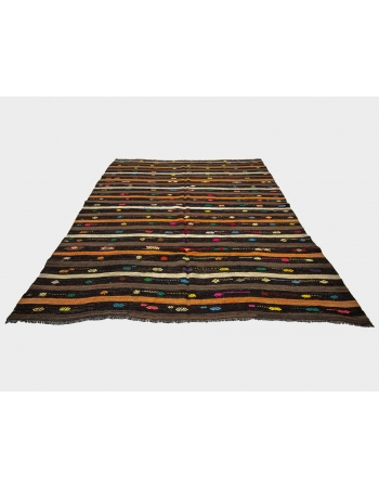 Vintage Striped Turkish Kilim Rug