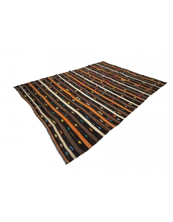 Vintage Striped Turkish Kilim Rug