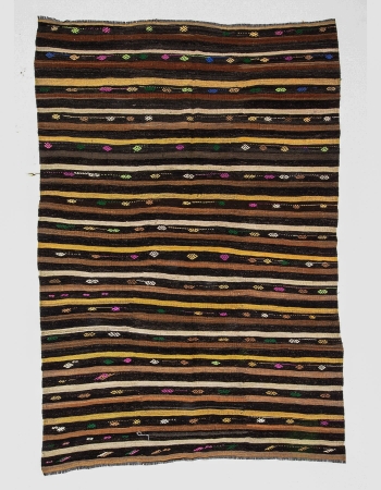 Striped Vintage Turkish Kilim Rug