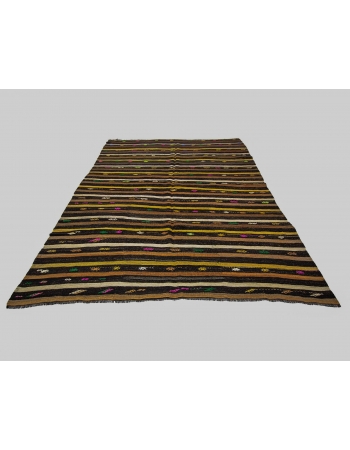 Striped Vintage Turkish Kilim Rug