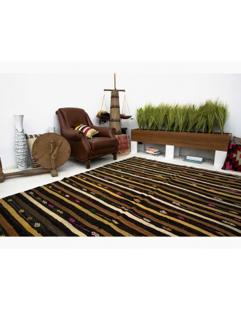 Striped Vintage Turkish Kilim Rug