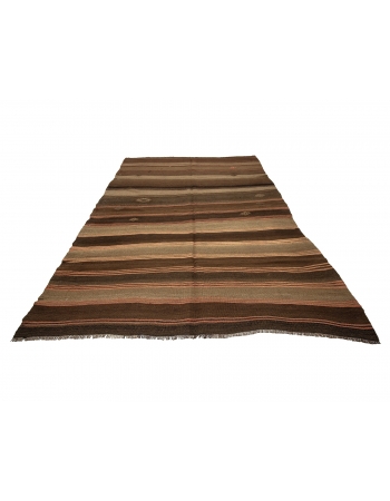 Brown Vintage Wool Kilim Rug
