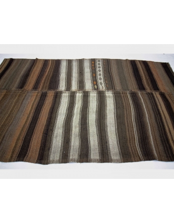 Natural Vintage Brown Wool Kilim Rug