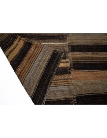 Natural Vintage Brown Wool Kilim Rug