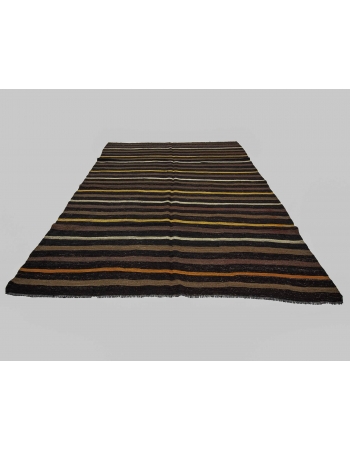 Vintage Striped Modern Turkish Kilim Rug