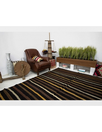 Vintage Striped Modern Turkish Kilim Rug