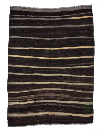 Striped Modern Vintage Goat Hair Kilim Rug