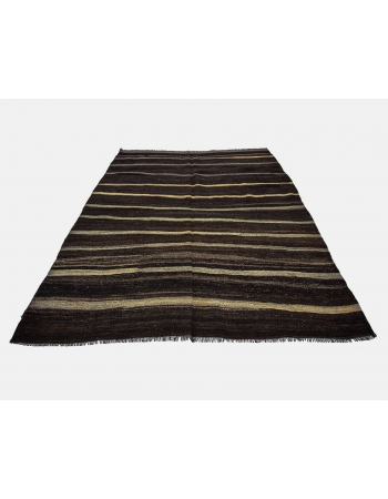 Striped Modern Vintage Goat Hair Kilim Rug