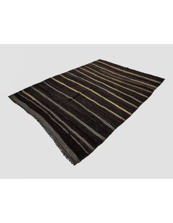 Striped Modern Vintage Goat Hair Kilim Rug