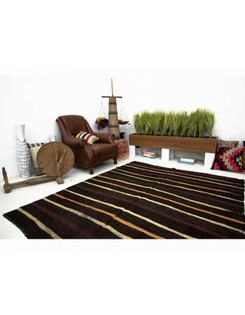 Vintage Striped Goat Hair Kilim Rug