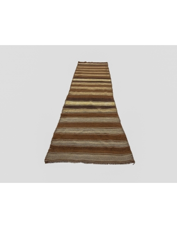 Brown Striped Vintage Natural Kilim Runner