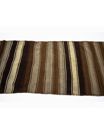 Brown Striped Vintage Natural Kilim Runner