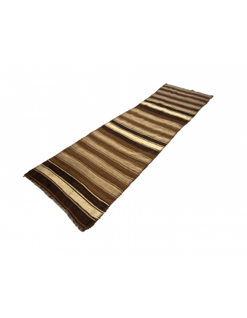 Brown Striped Vintage Natural Kilim Runner