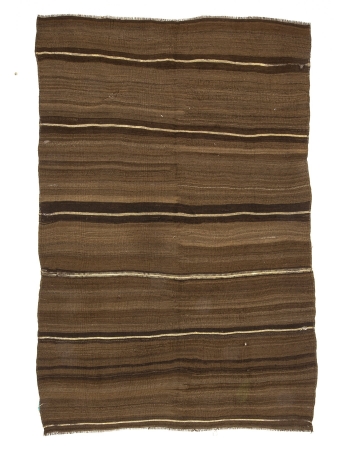 Vintage Brown Natural Wool Kilim Rug