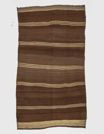 Brown Natural Wool Vintage Kilim Rug