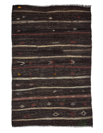 Vintage Modern Goat Hair Turkish Kilim Rug