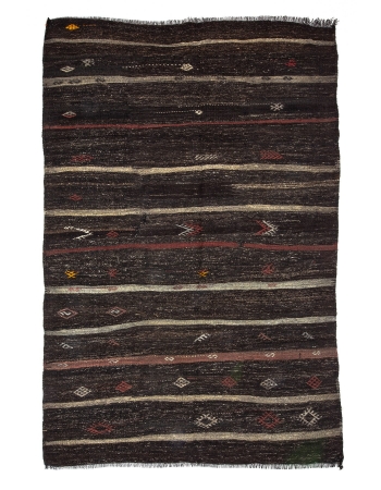 Vintage Modern Goat Hair Turkish Kilim Rug