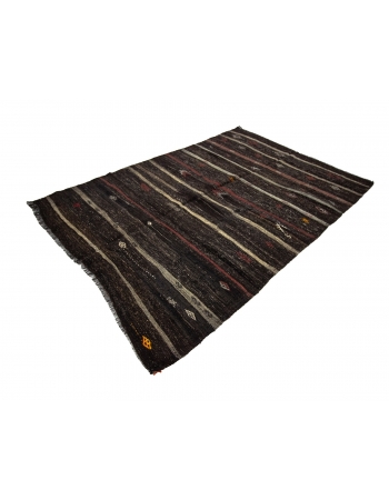 Vintage Modern Goat Hair Turkish Kilim Rug