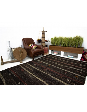 Vintage Modern Goat Hair Turkish Kilim Rug