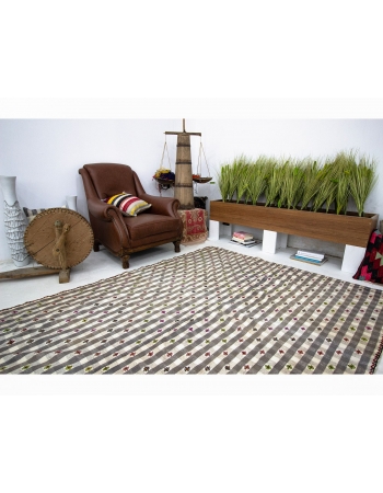 Modern Vintage Turkish Cotton Kilim Rug