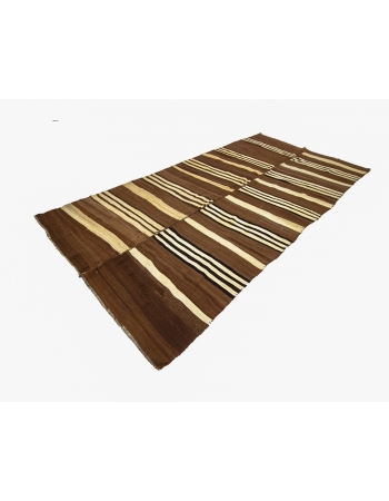 Ivory & Brown Vintage Wool Kilim Rug