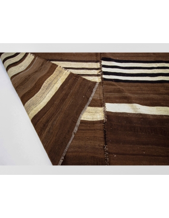 Ivory & Brown Vintage Wool Kilim Rug