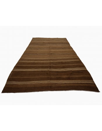 Brown Vintage Natural Wool Kilim Rug