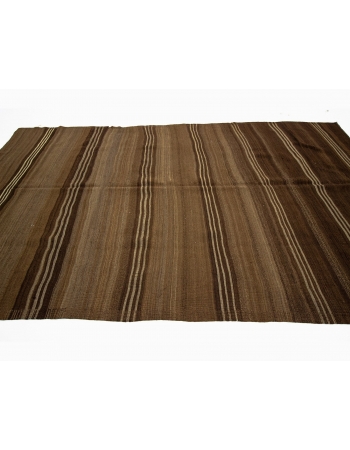 Brown Vintage Natural Wool Kilim Rug