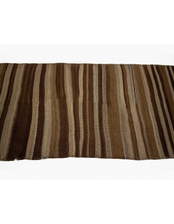 Striped Natural Vintage Brown Wool Kilim Runner