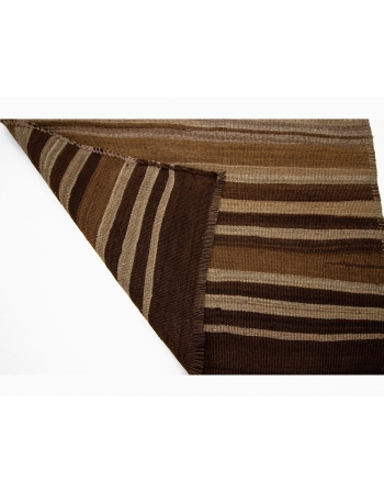 Striped Natural Vintage Brown Wool Kilim Runner