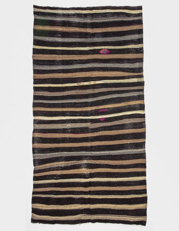 Striped Unique Vintage Kilim Rug