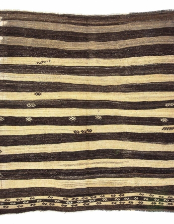 Striped Ivory & Brown Natural Kilim Rug